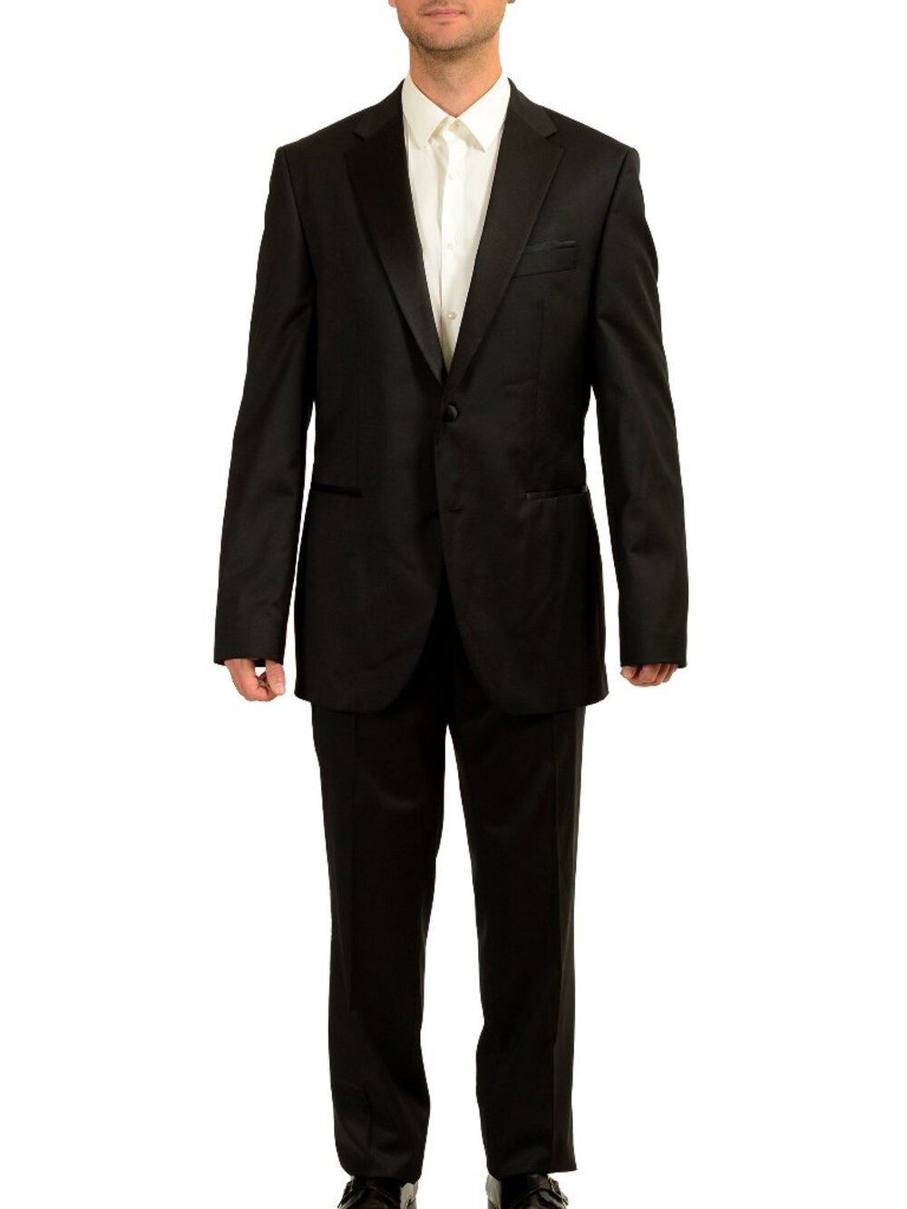 Hugo Boss Men's "H-Jeckson-2Pcs-T-222" Black 100% Wool Tuxedo Suit US 44L IT 54L
